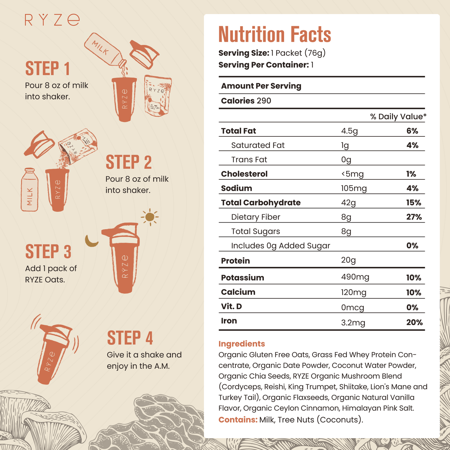 Mushroom Overnight Oats Pack (14 Servings) - B01C