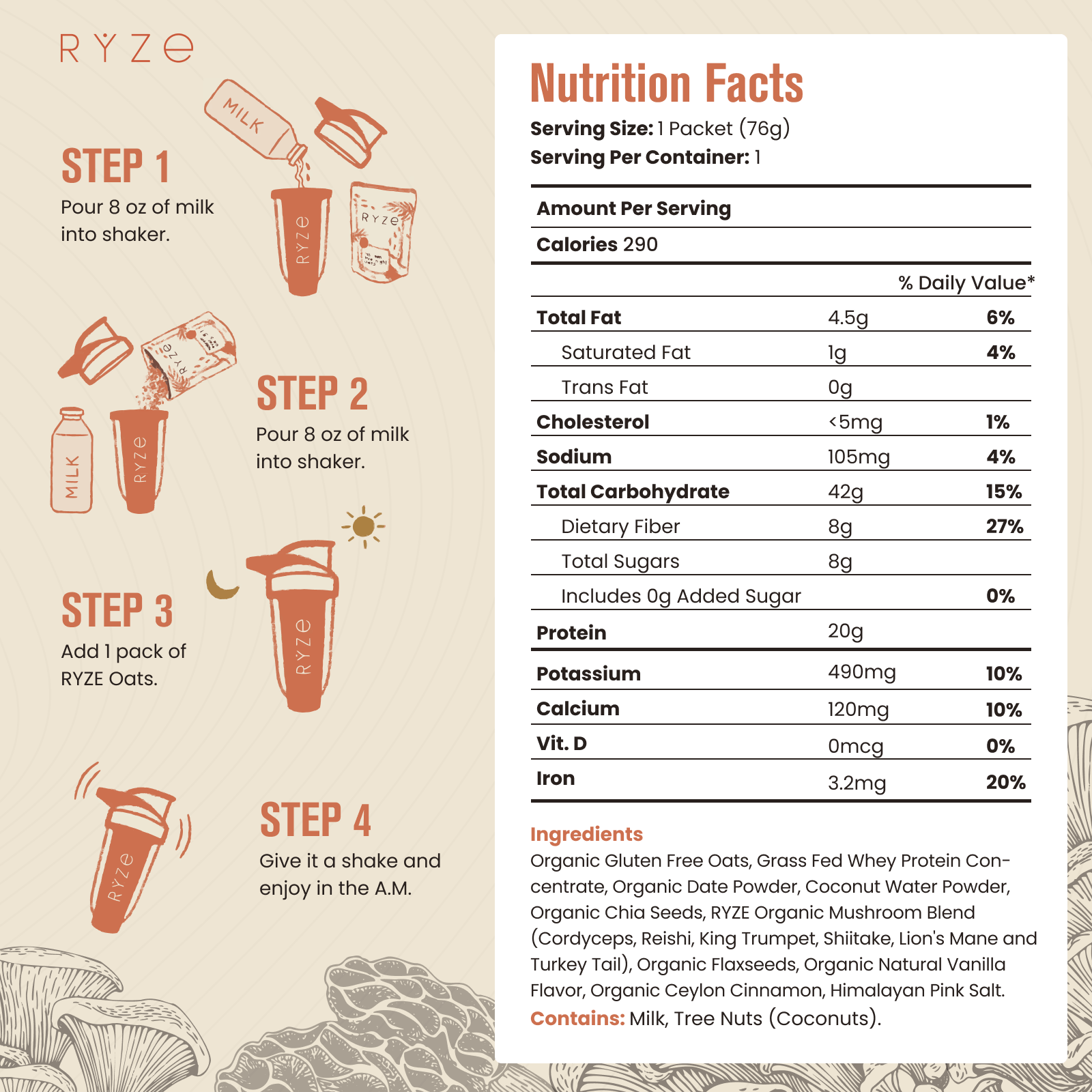 Mushroom Overnight Oats Pack (14 Servings) - B01C
