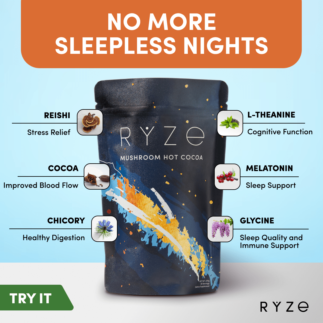 RYZE Hot Cocoa - with 6 Sleep Superfoods to Help Fall Asleep and Stay Asleep - X3XN