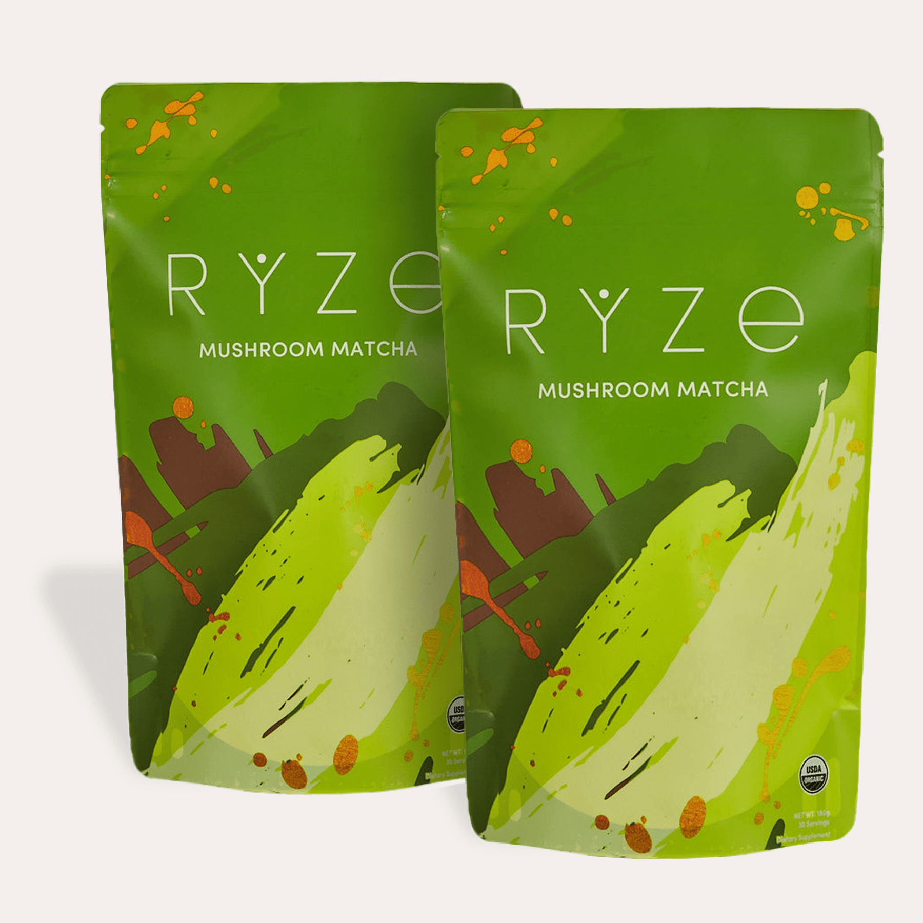 RYZE Mushroom Matcha - with 6 Organic Adaptogenic Mushrooms Grown In USA and Ceremonial-Grade Japanese Matcha - 2DFO