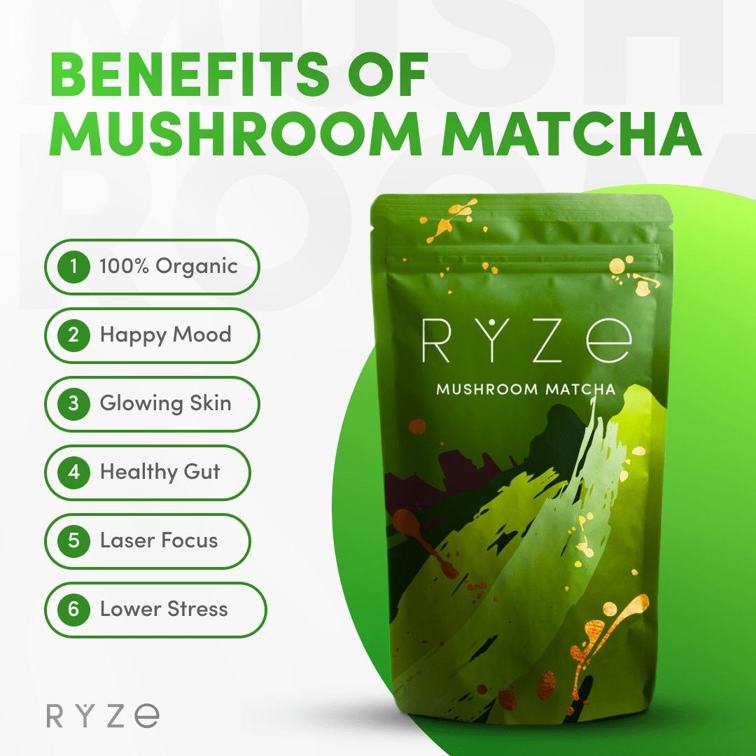 RYZE Organic Mushroom Matcha Starter Kit (60 servings) - B2K7
